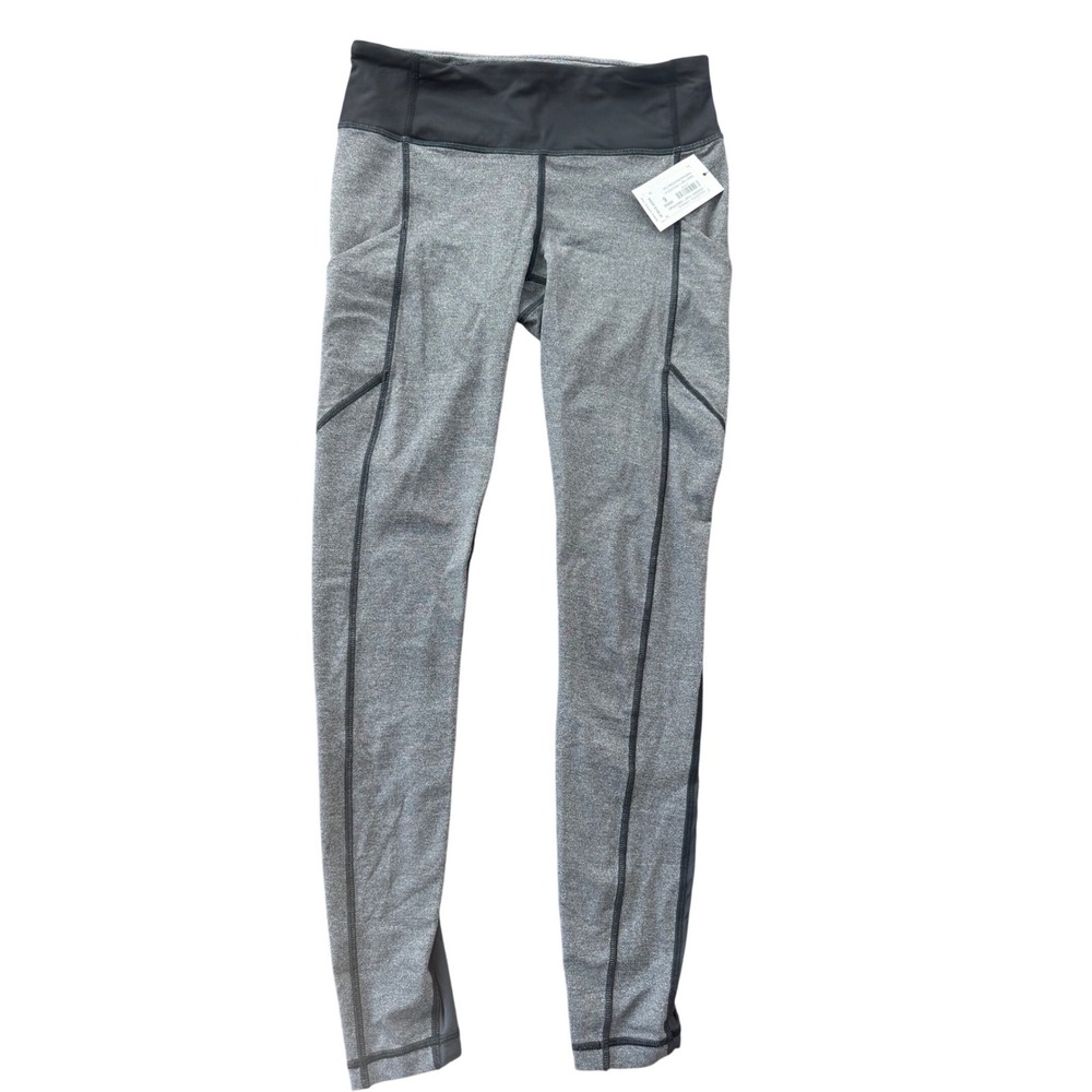 Lululemon Speed Tight IV Heathered Black Slate Gray Running Leggings Size 6‎ NEW